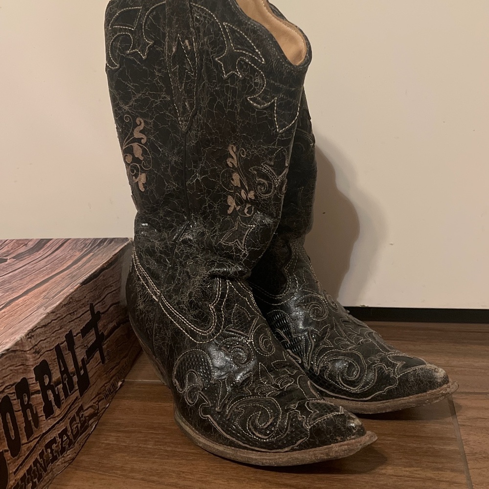 Corral Ladies Black Vintage Lizard